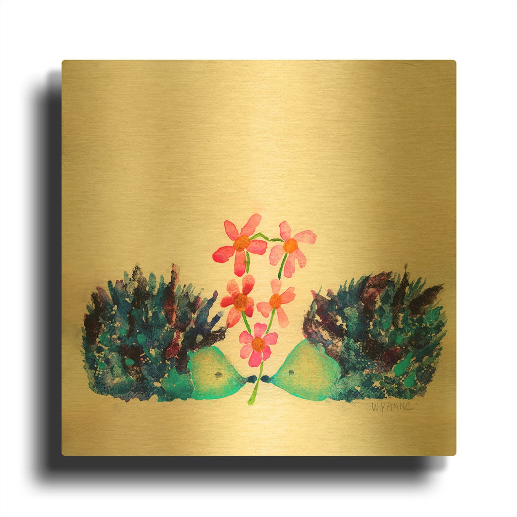 'Hedgehogs In Love' By Wyanne Gold Metal Wall Art