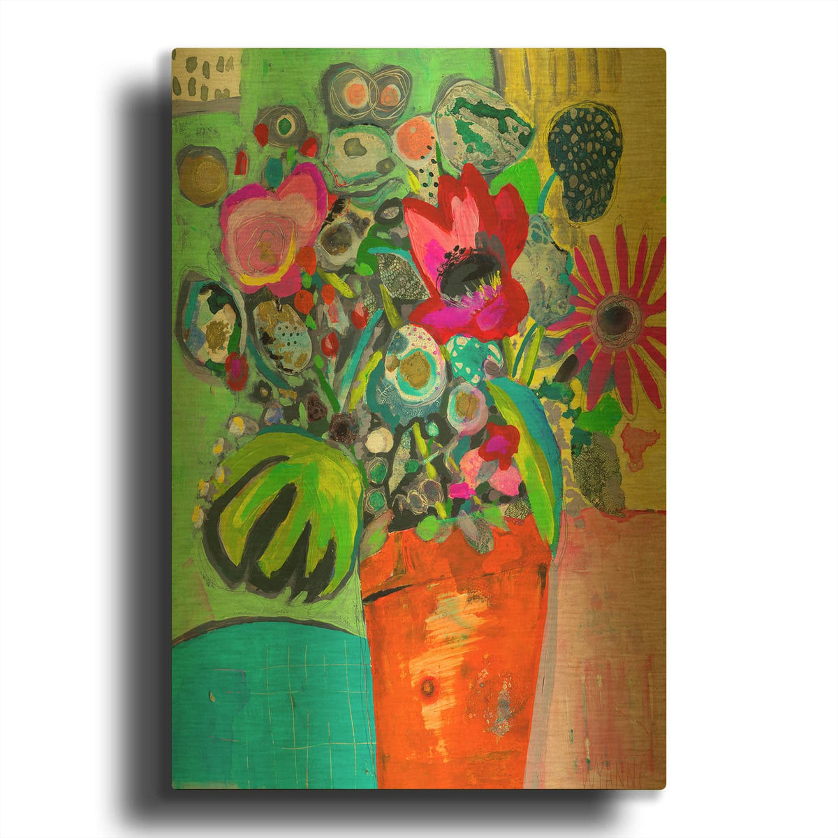 'french flowers' By Wyanne Gold Metal Wall Art