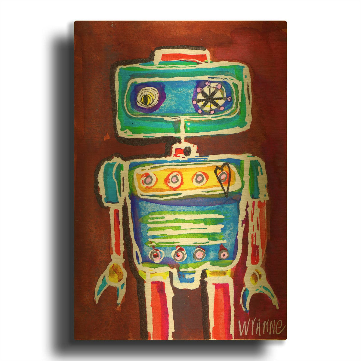 'Robot Boy' By Wyanne Gold Metal Wall Art