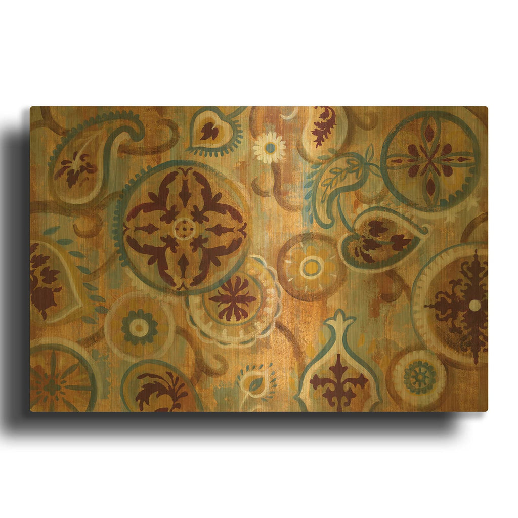 'Burnt Paisley and Mandalas' By Silvia Vassileva Gold Metal Wall Art