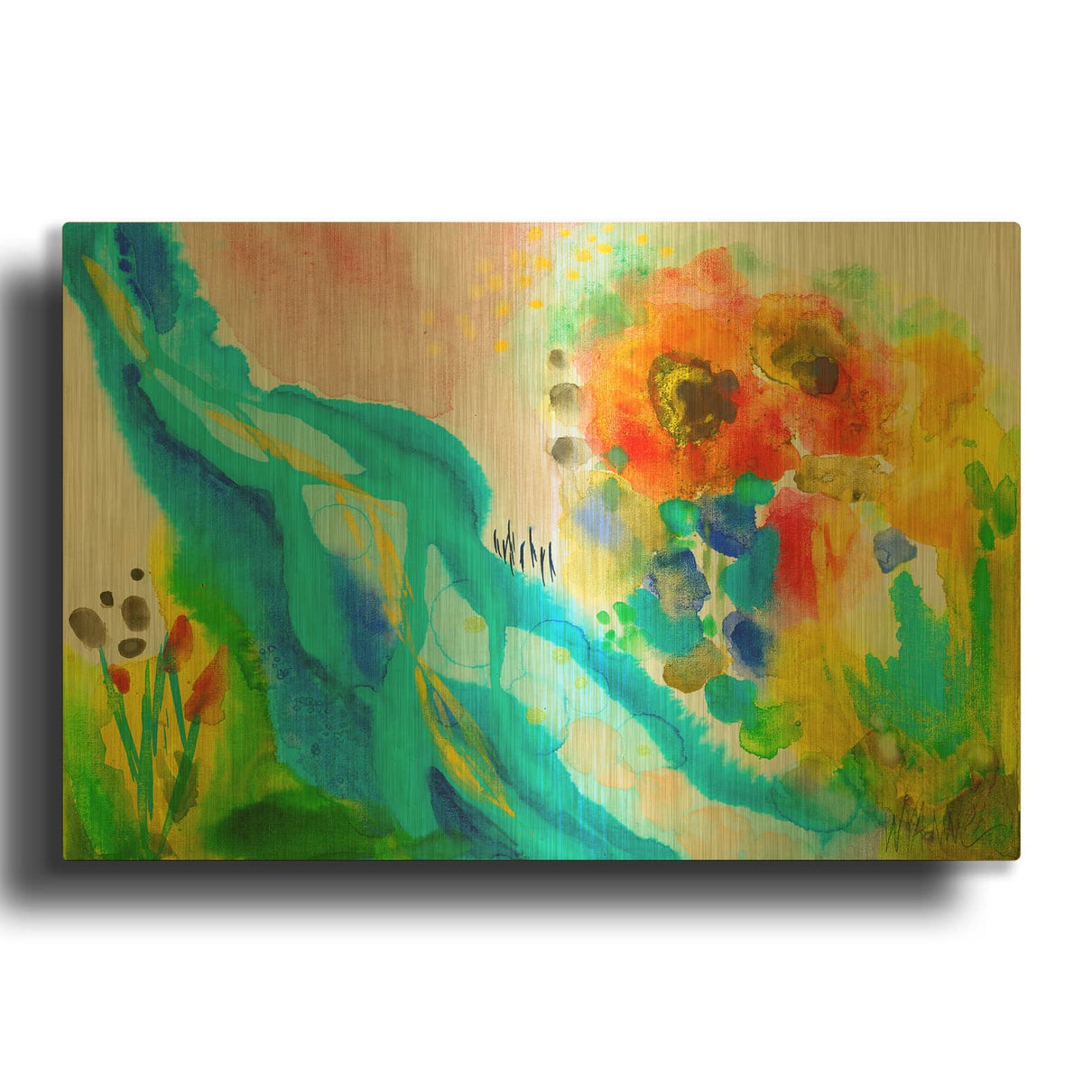 'Golden Falls' By Wyanne Gold Metal Wall Art
