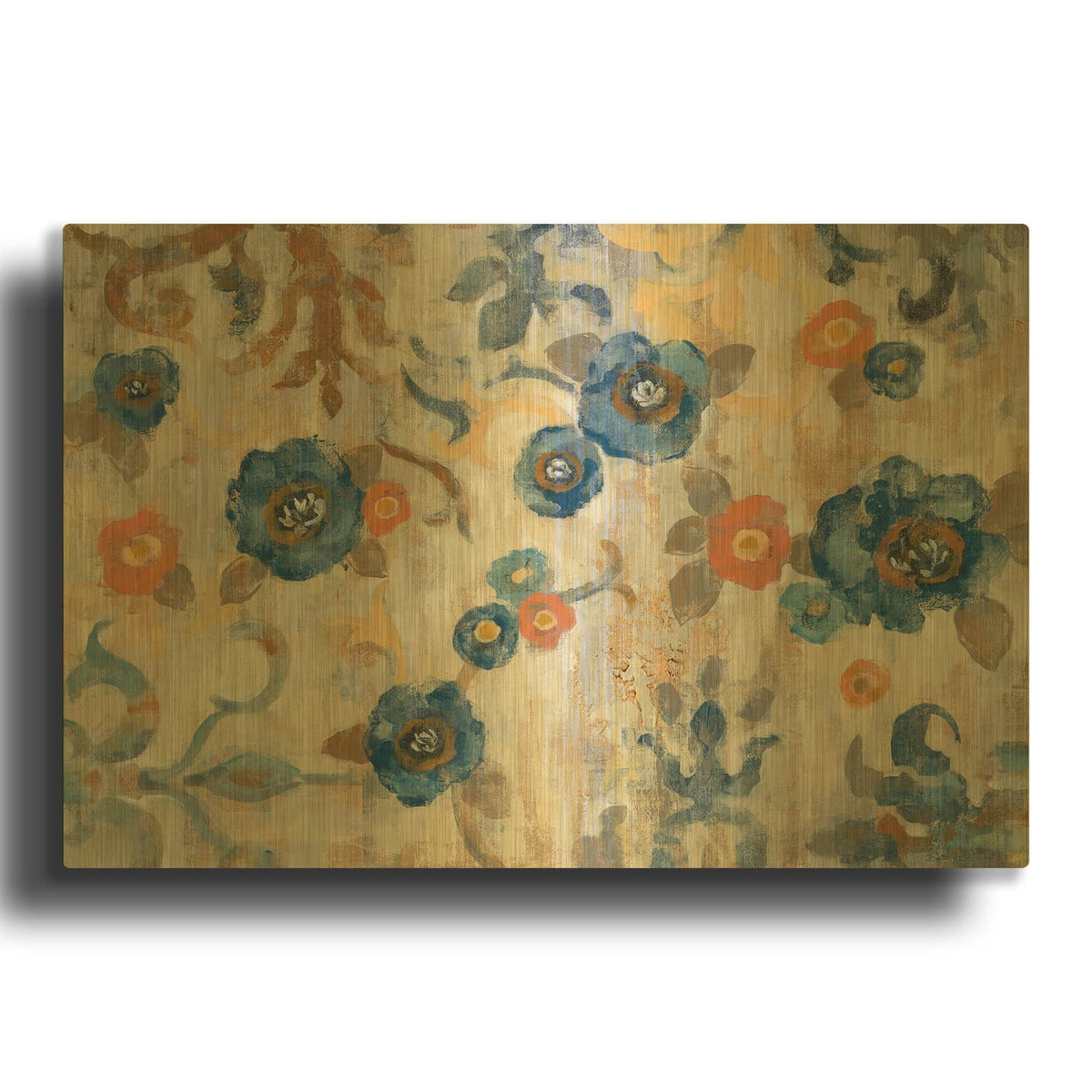 'Flowers and Fragments' By Silvia Vassileva Gold Metal Wall Art