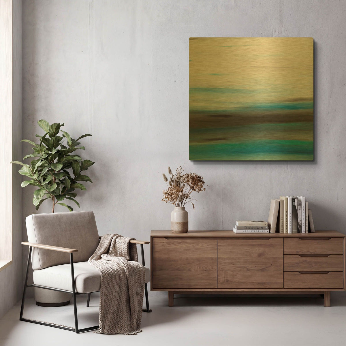 'Sunset 6' By Hilary Winfield Gold Metal Wall Art