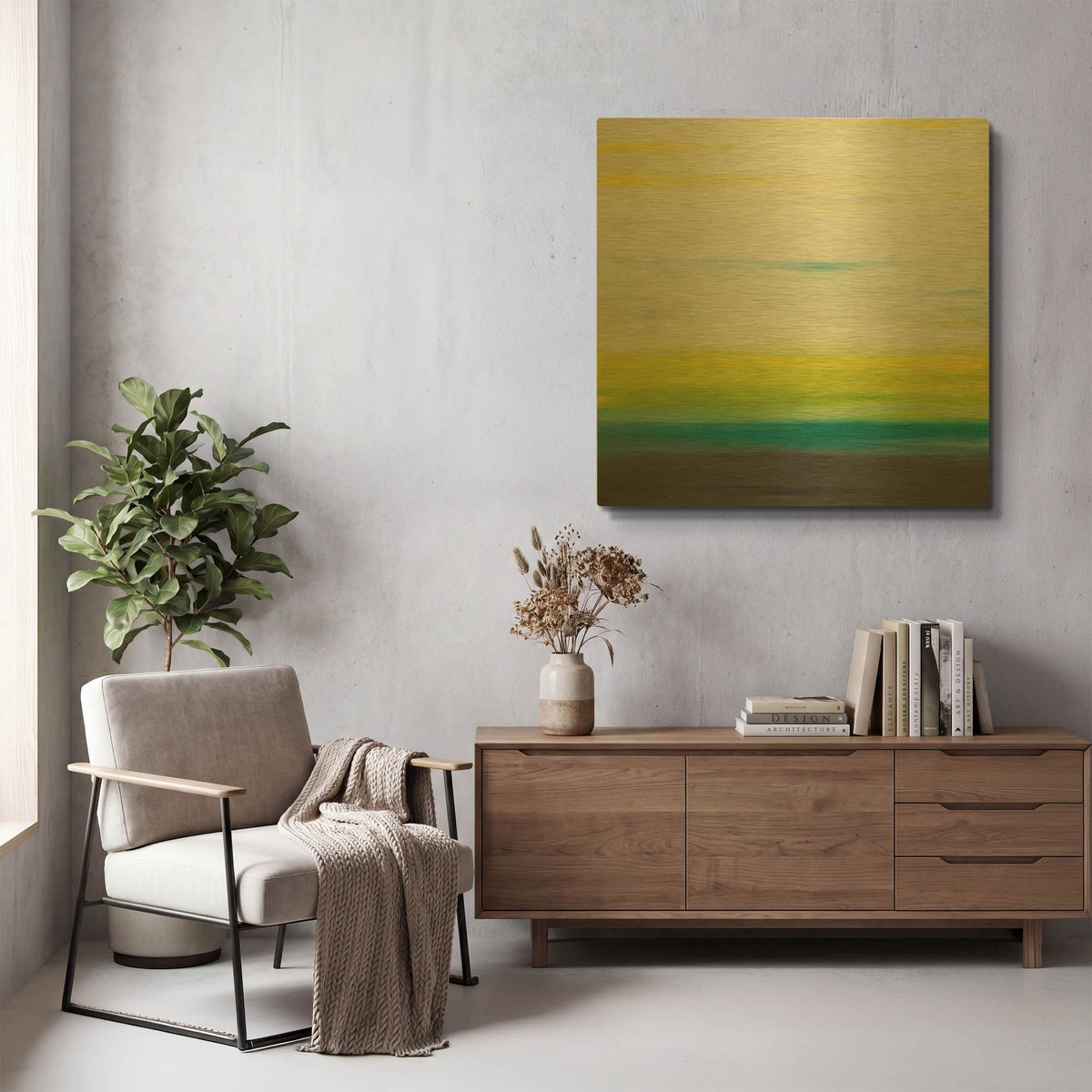 'Sunset 32' By Hilary Winfield Gold Metal Wall Art