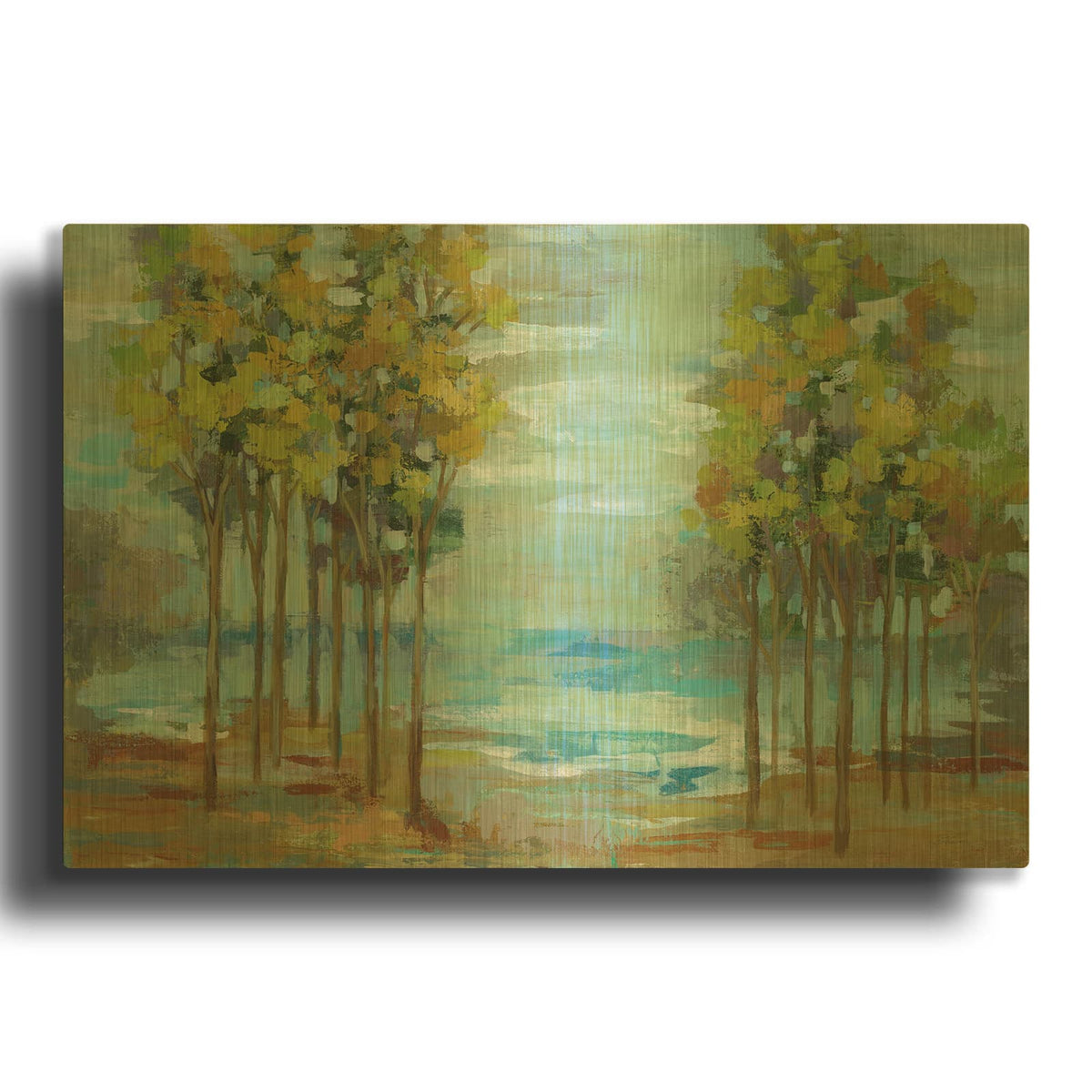 'Spring Trees' By Silvia Vassileva Gold Metal Wall Art