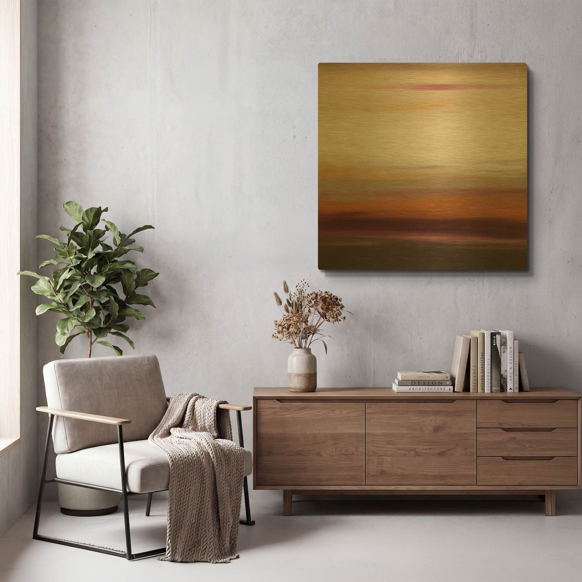 'Sunset 43' By Hilary Winfield Gold Metal Wall Art
