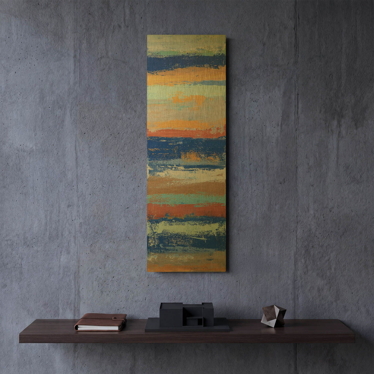 'Blue and Metal 1' By Hilary Winfield Gold Metal Wall Art
