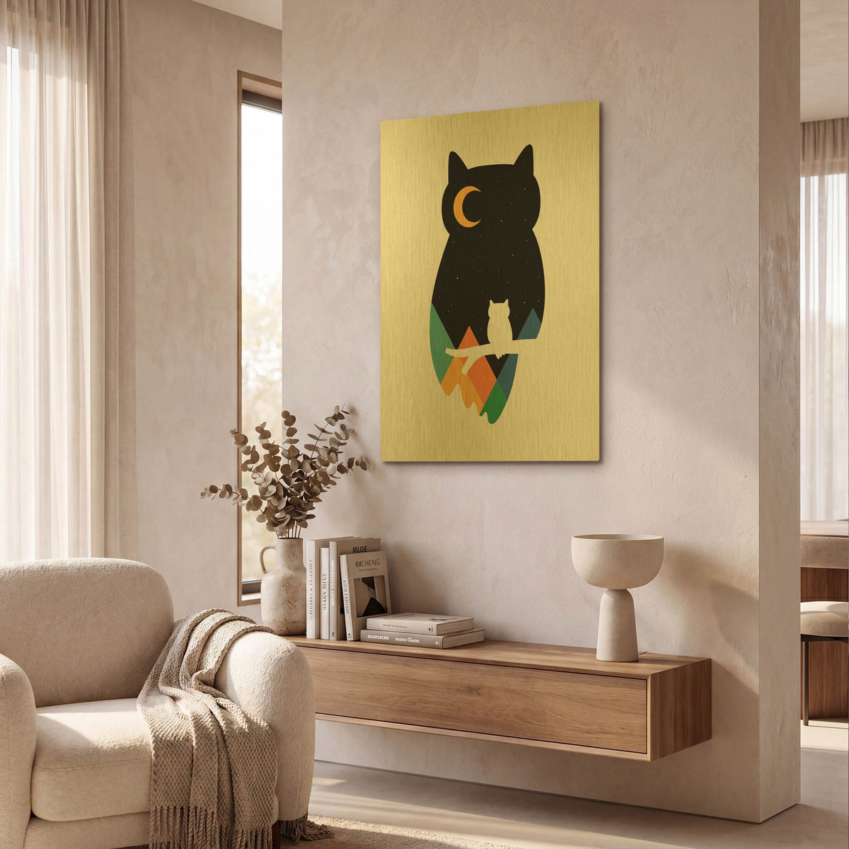 'Eye On Owl' By Andy Westface Gold Metal Wall Art