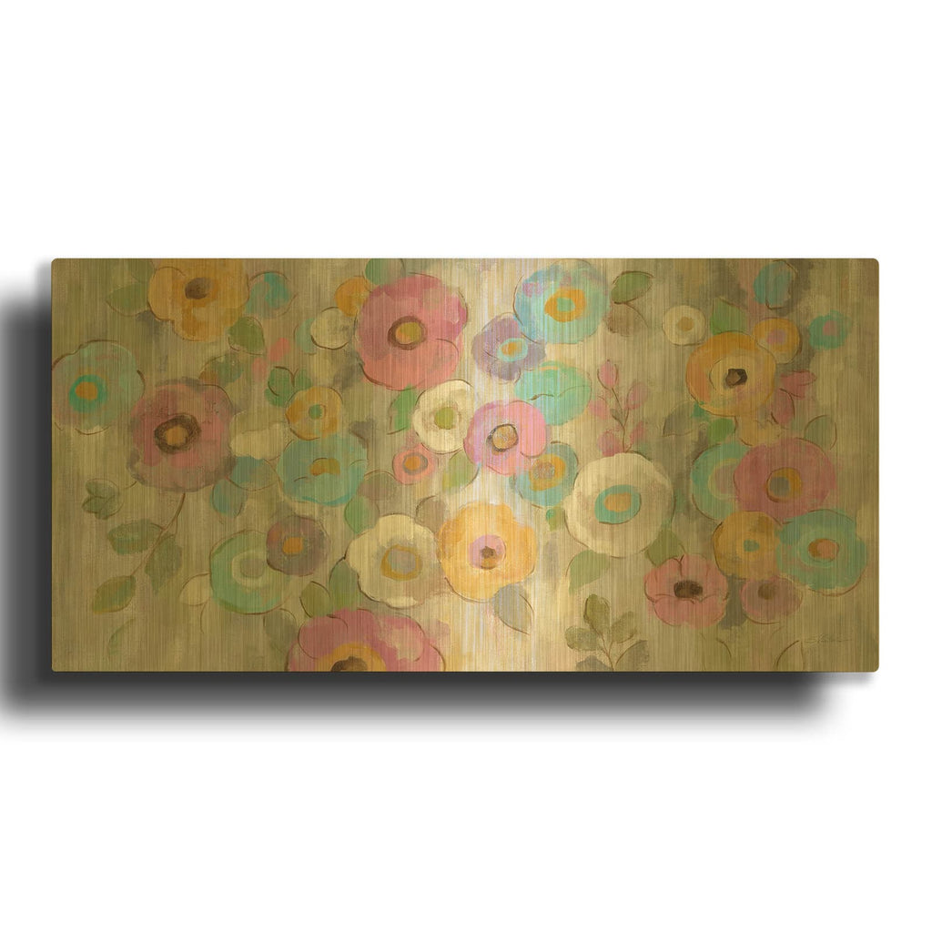 'Fog and Flowers I' By Silvia Vassileva Gold Metal Wall Art
