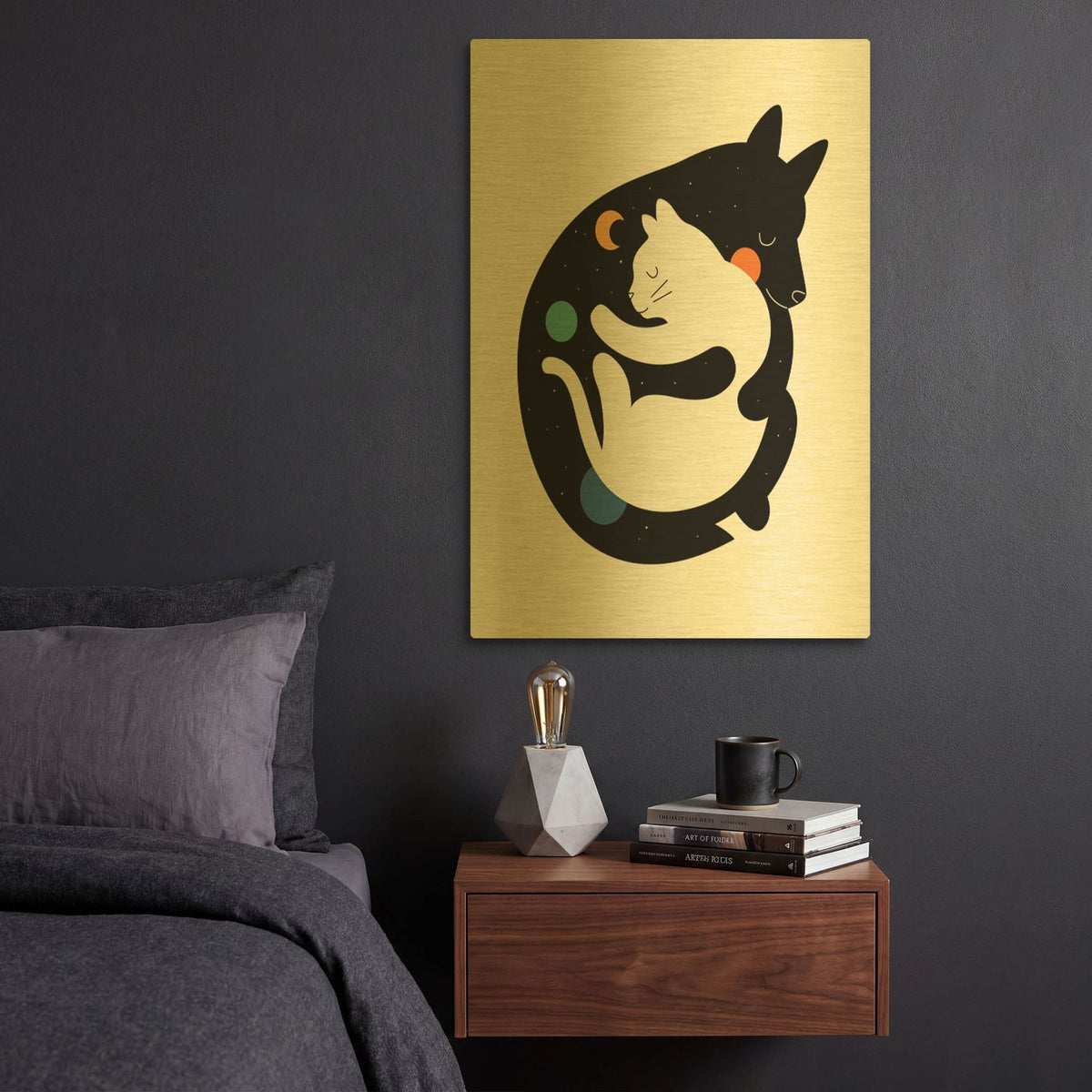 'More Hugs Less Fights' By Andy Westface Gold Metal Wall Art