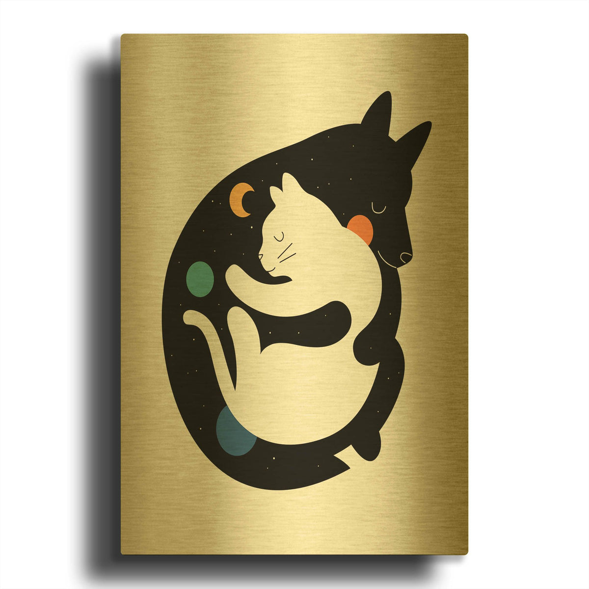 'More Hugs Less Fights' By Andy Westface Gold Metal Wall Art
