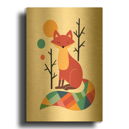 'Rainbow Fox' By Andy Westface Gold Metal Wall Art