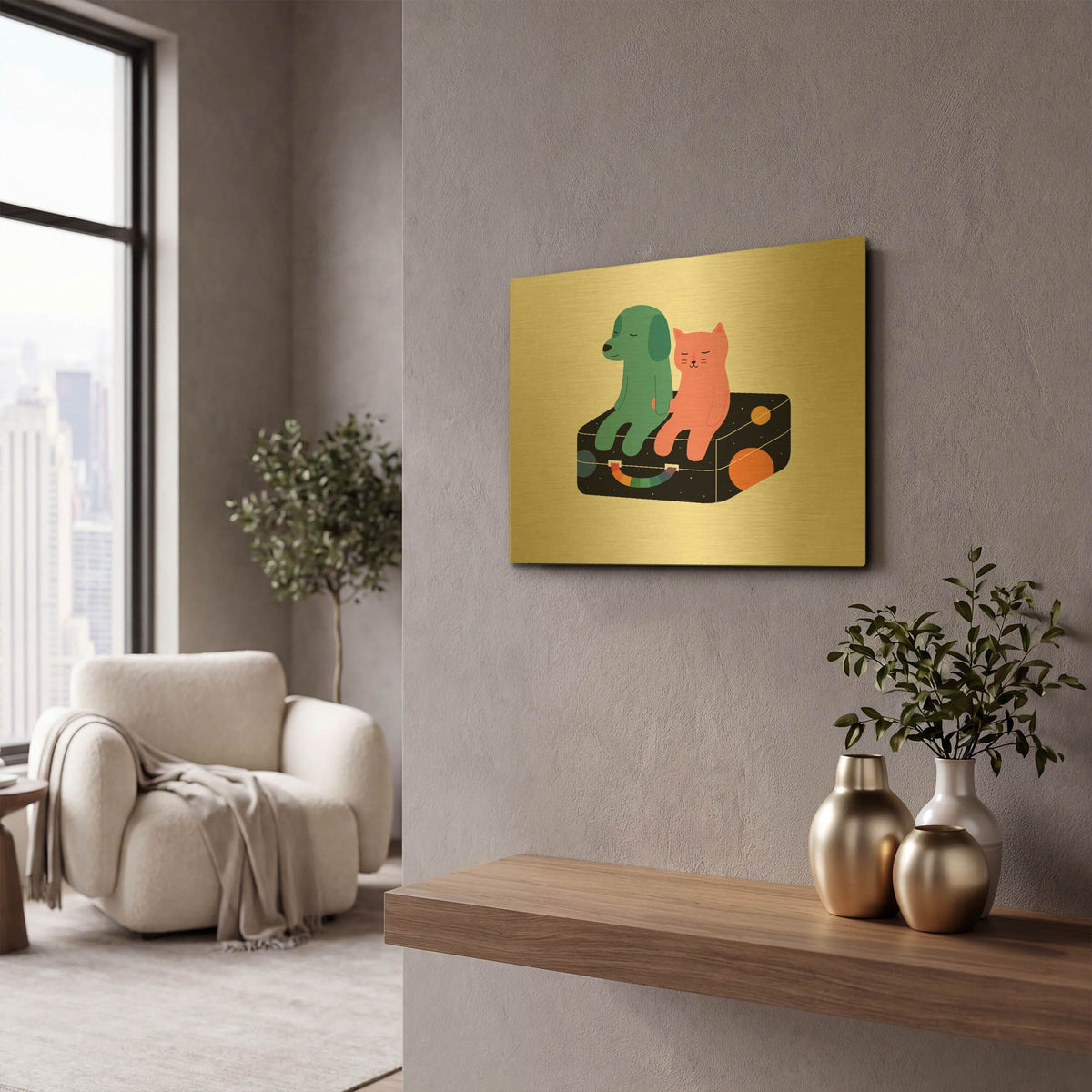 'Travel More' By Andy Westface Gold Metal Wall Art