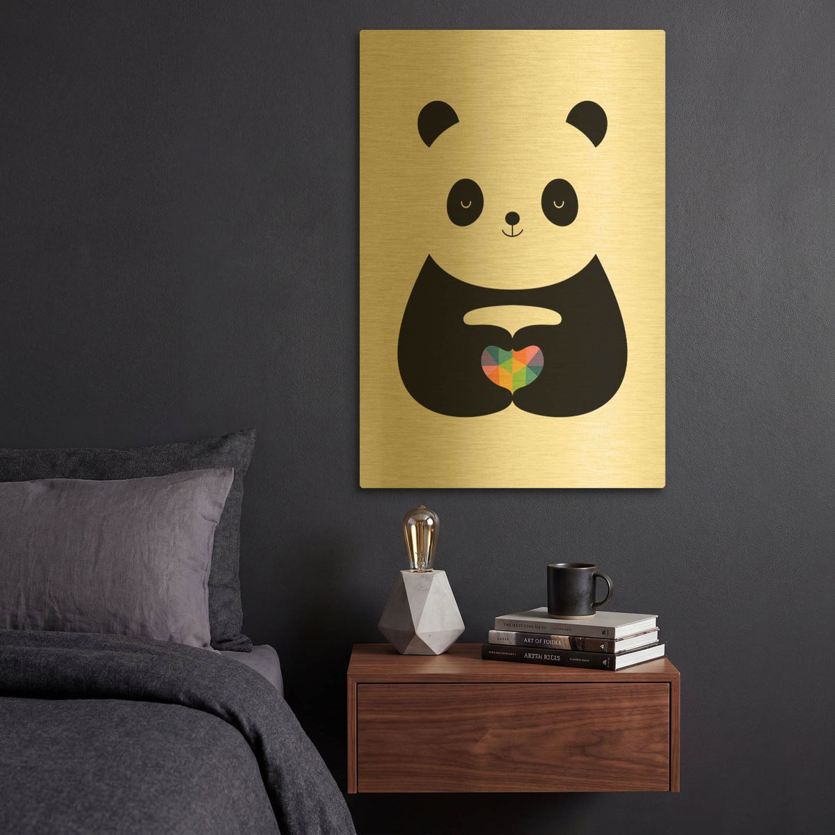 'Panda Love' By Andy Westface Gold Metal Wall Art