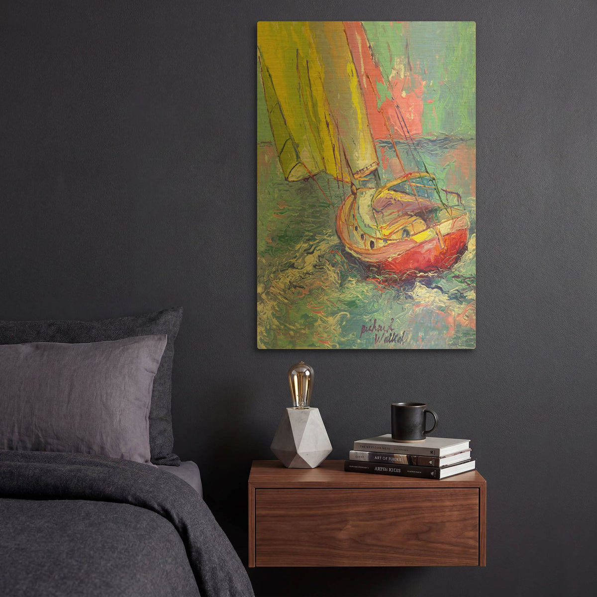 'Sailboat' By Richard Wallich Gold Metal Wall Art