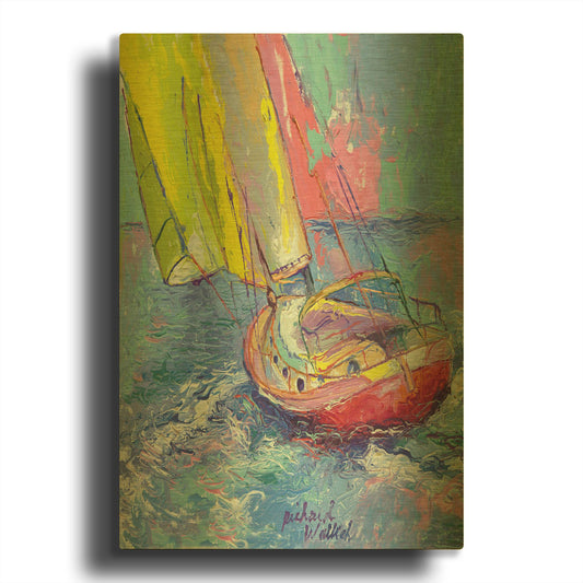 'Sailboat' By Richard Wallich Gold Metal Wall Art