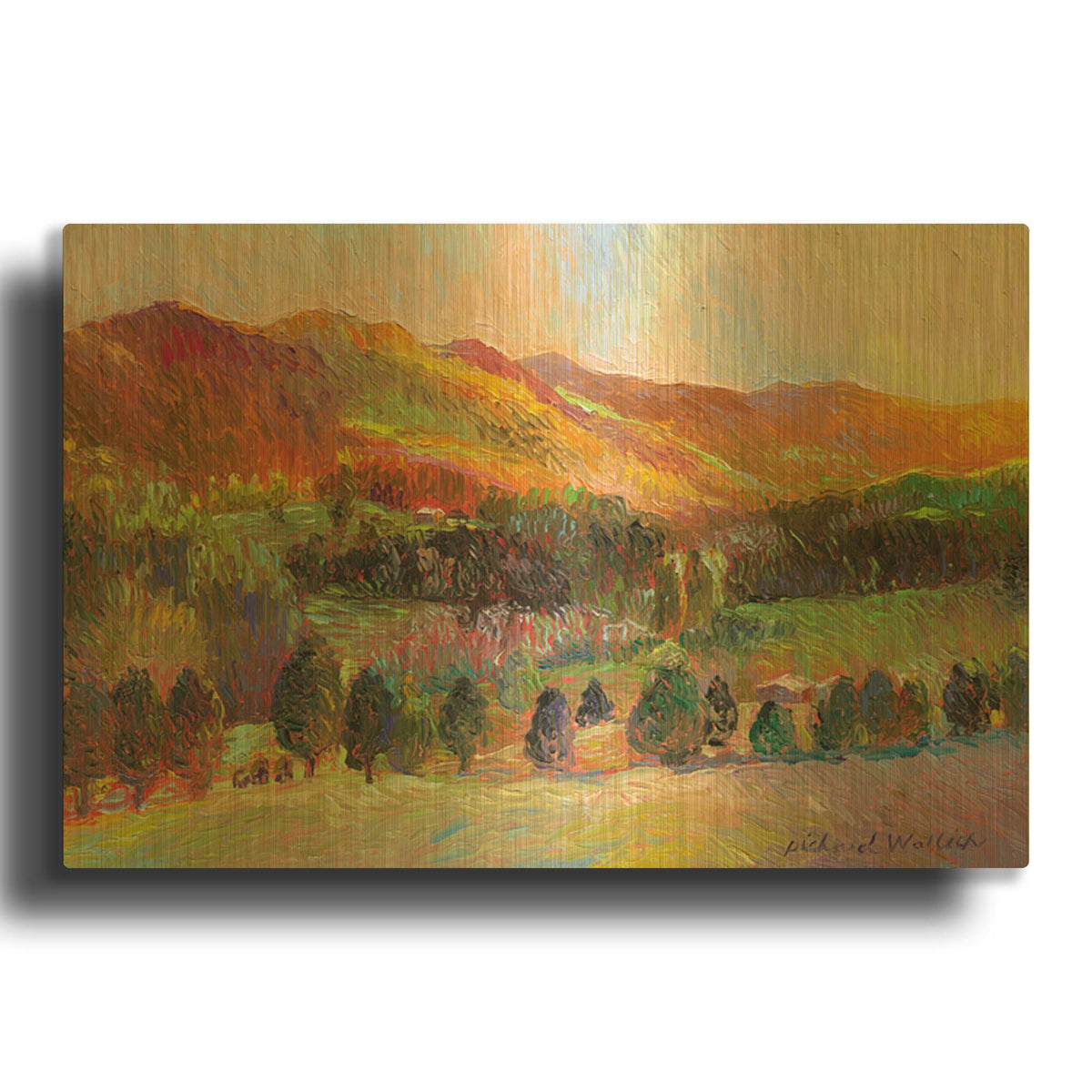 'Colorado Sunset' By Richard Wallich Gold Metal Wall Art