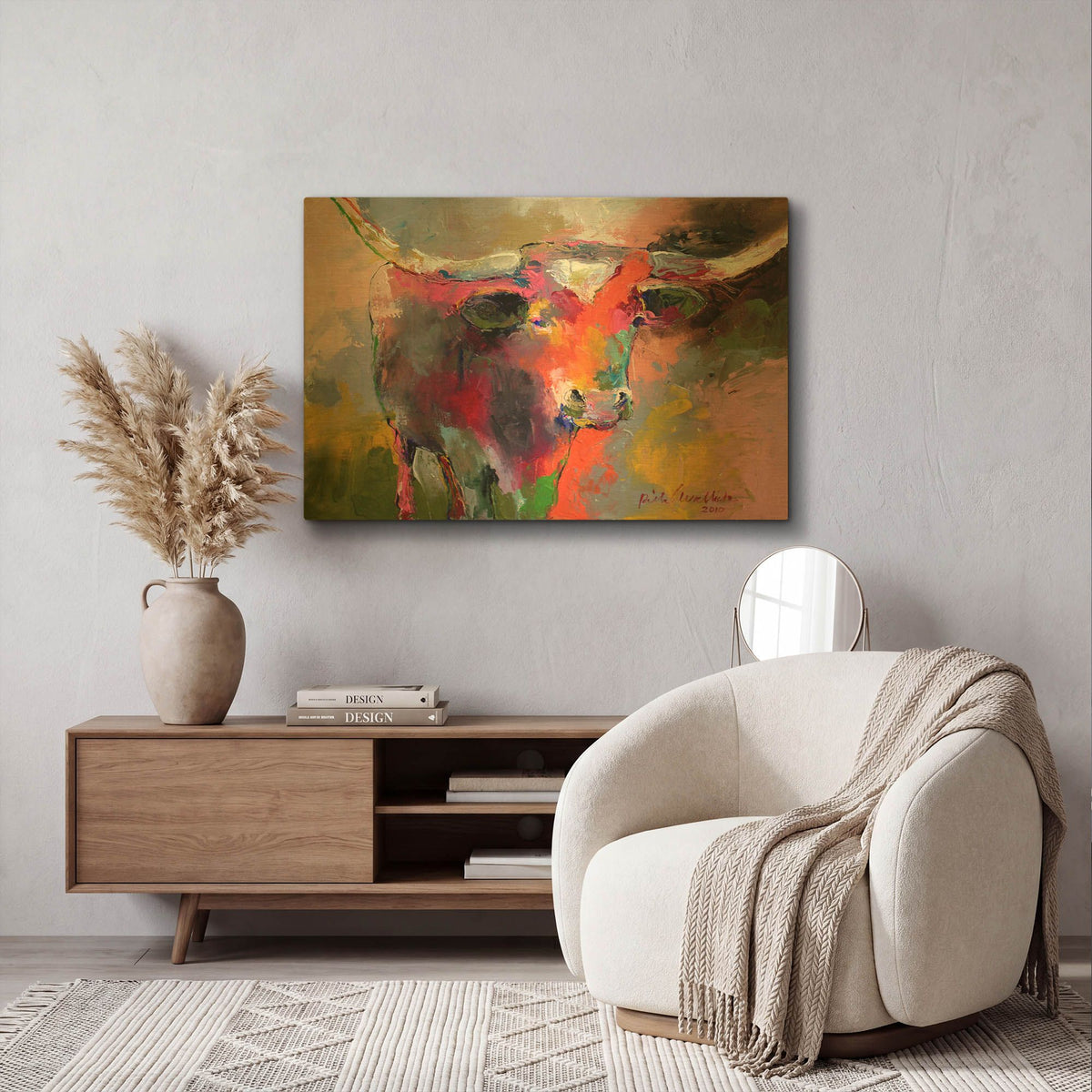 'Texas Longhorn' By Richard Wallich Gold Metal Wall Art