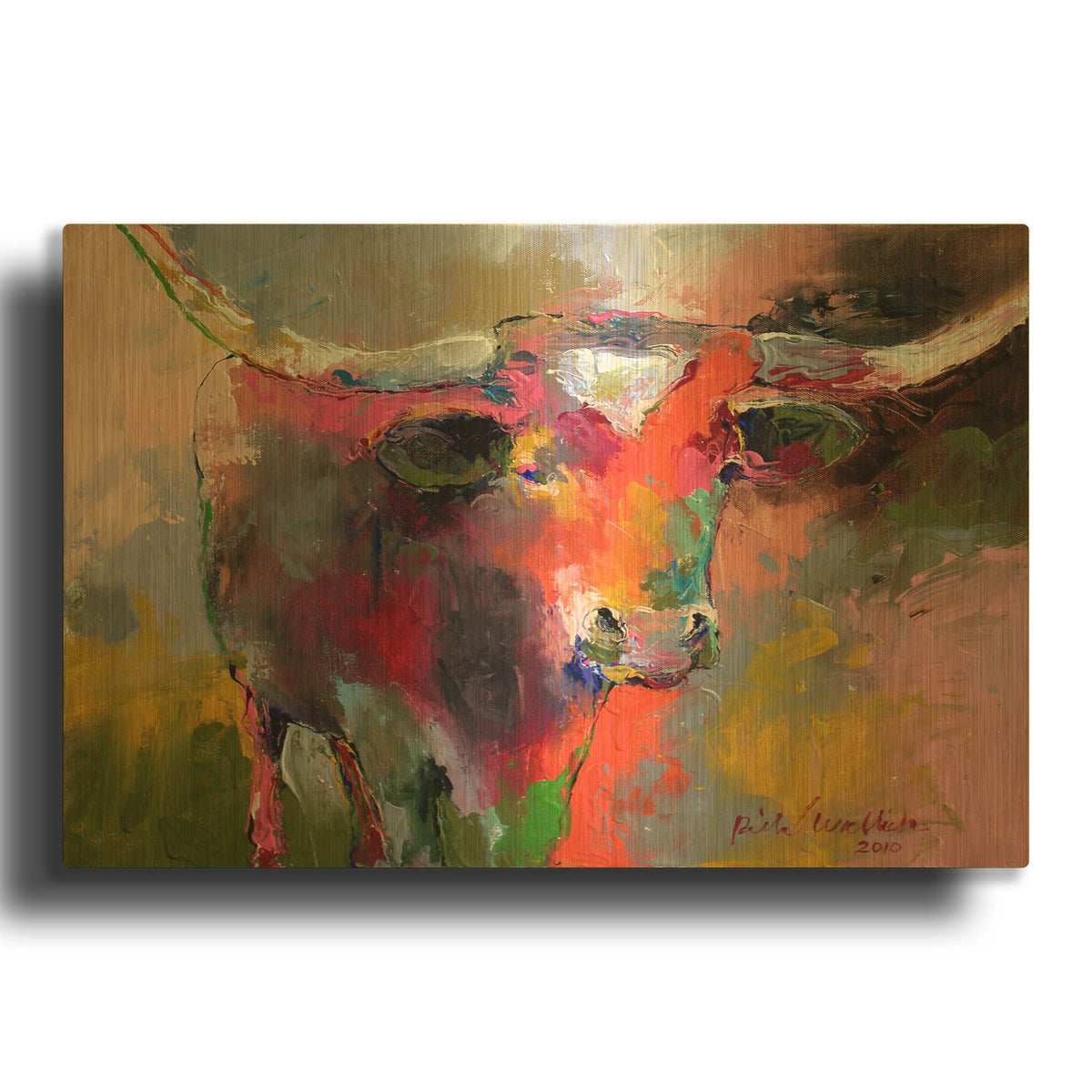 'Texas Longhorn' By Richard Wallich Gold Metal Wall Art