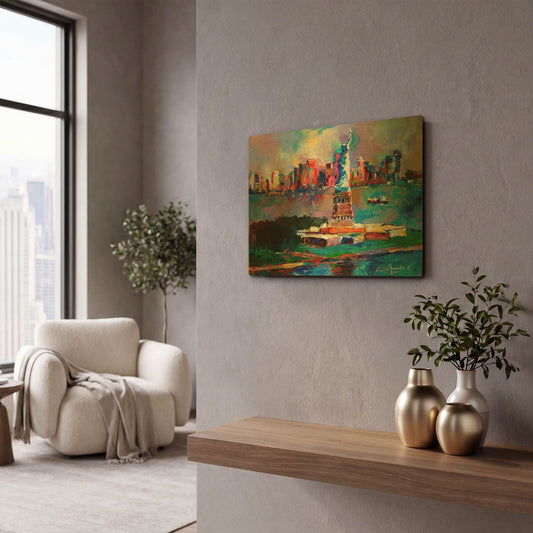 'New York' By Richard Wallich Gold Metal Wall Art