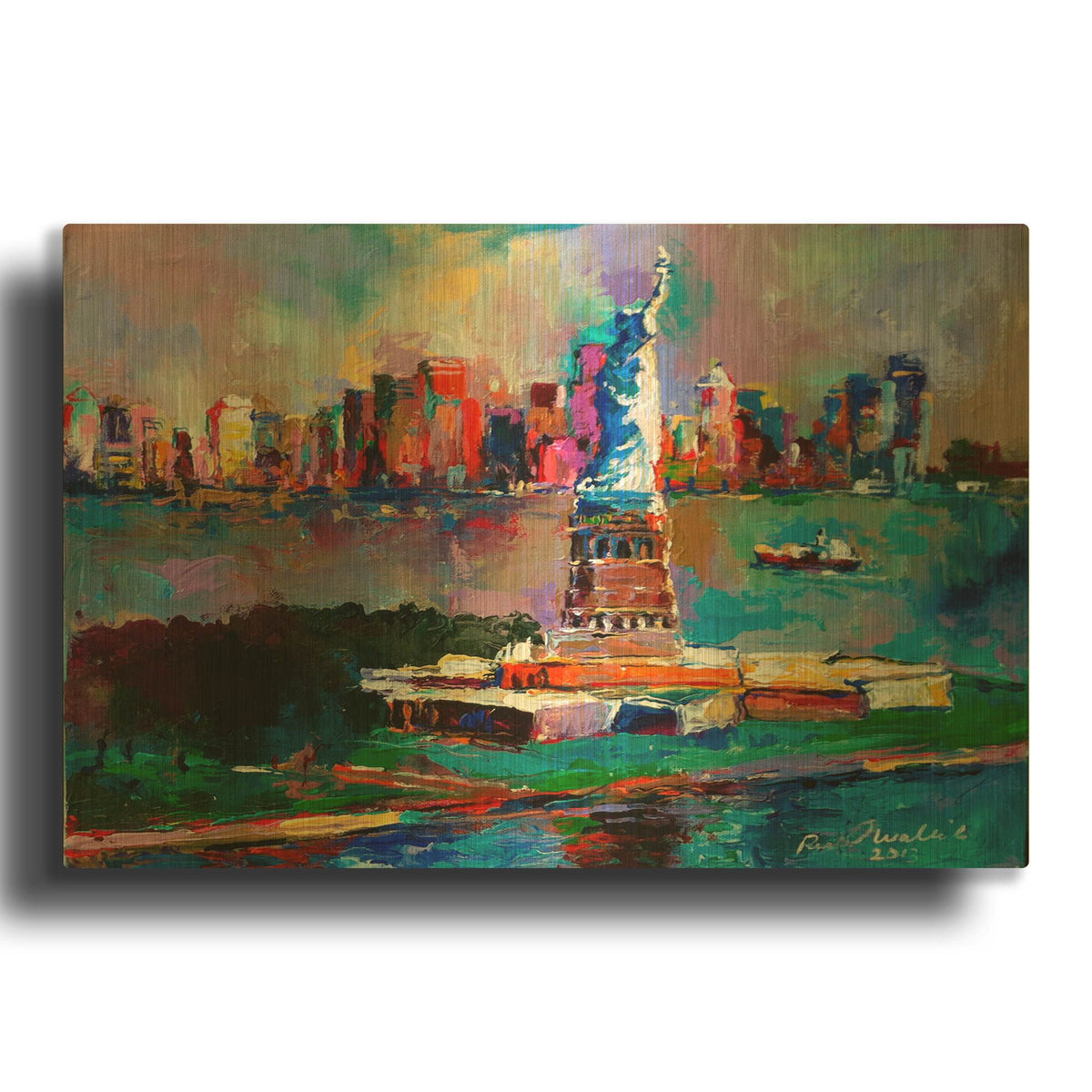'New York' By Richard Wallich Gold Metal Wall Art