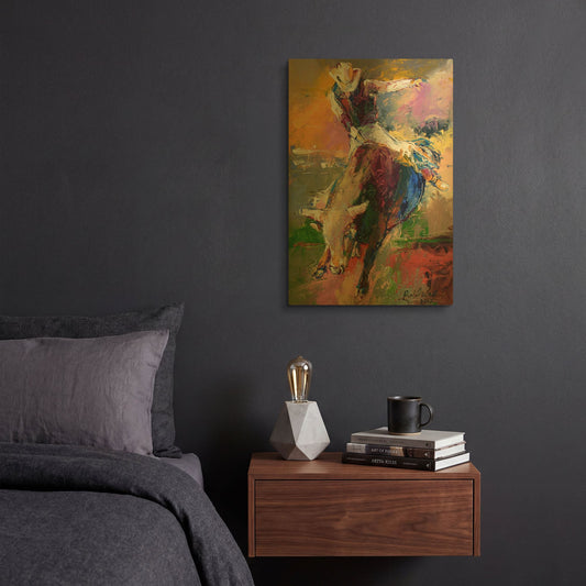'Bull Rider' By Richard Wallich Gold Metal Wall Art
