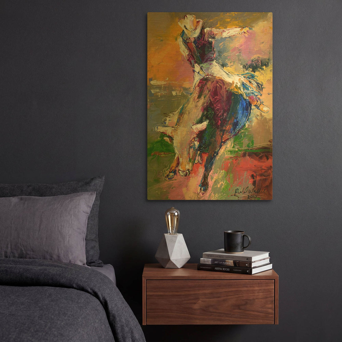 'Bull Rider' By Richard Wallich Gold Metal Wall Art