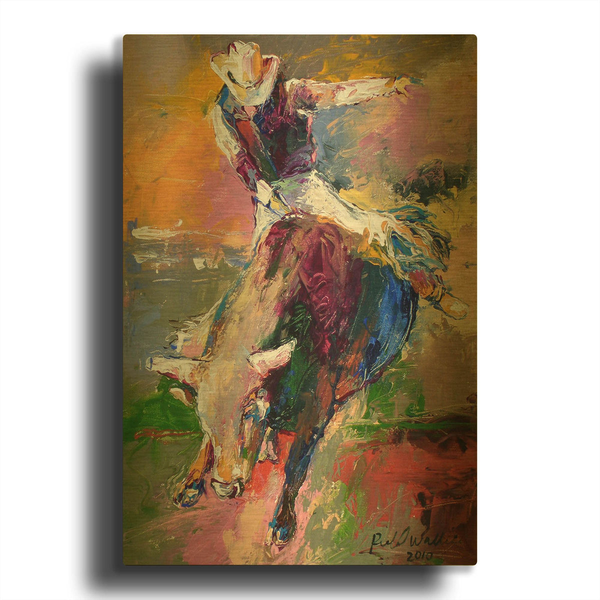 'Bull Rider' By Richard Wallich Gold Metal Wall Art