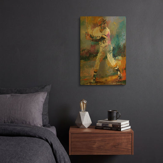 'Roberto Clemente' By Richard Wallich Gold Metal Wall Art