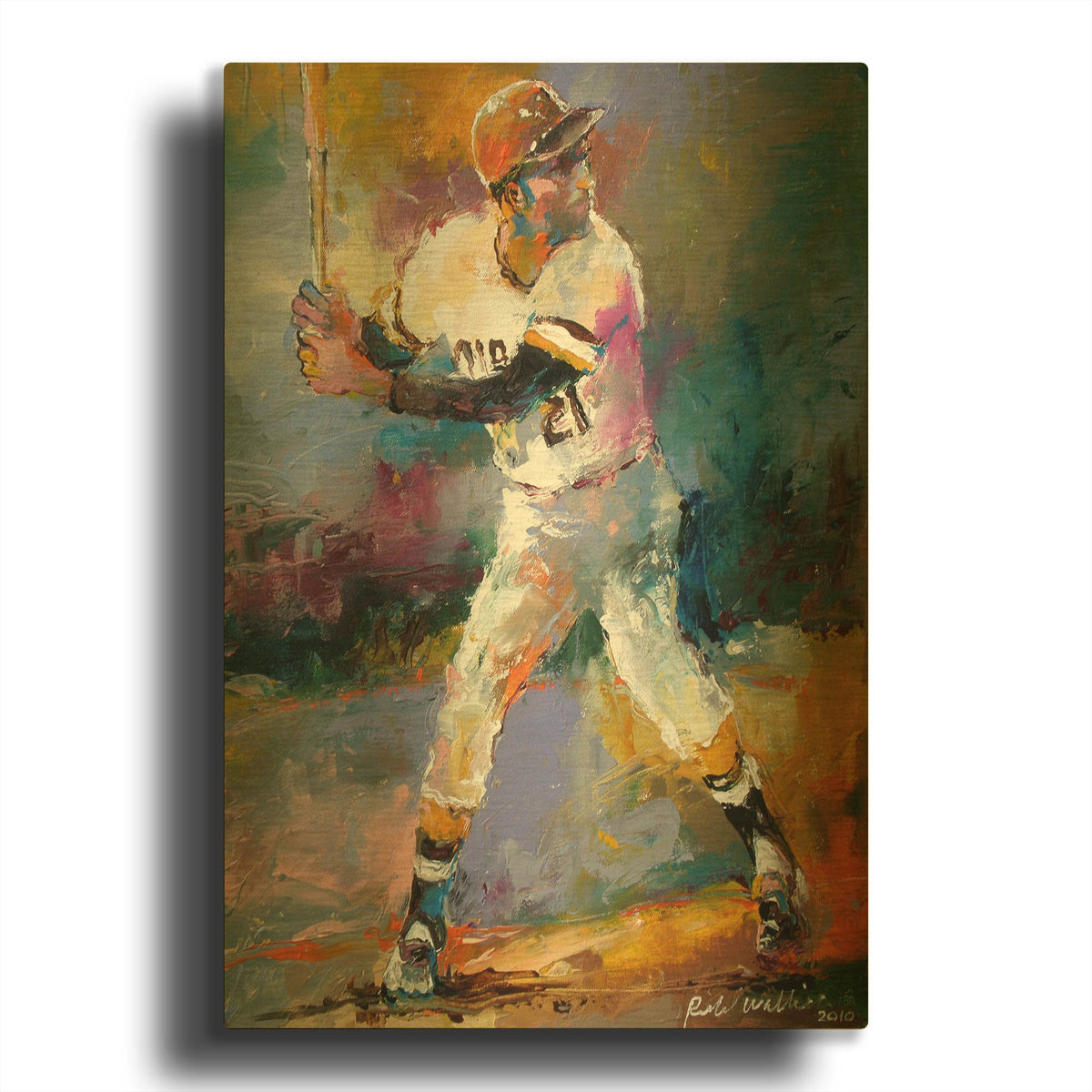 'Roberto Clemente' By Richard Wallich Gold Metal Wall Art