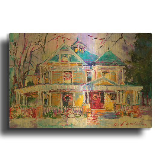 'Christmas House' By Richard Wallich Gold Metal Wall Art