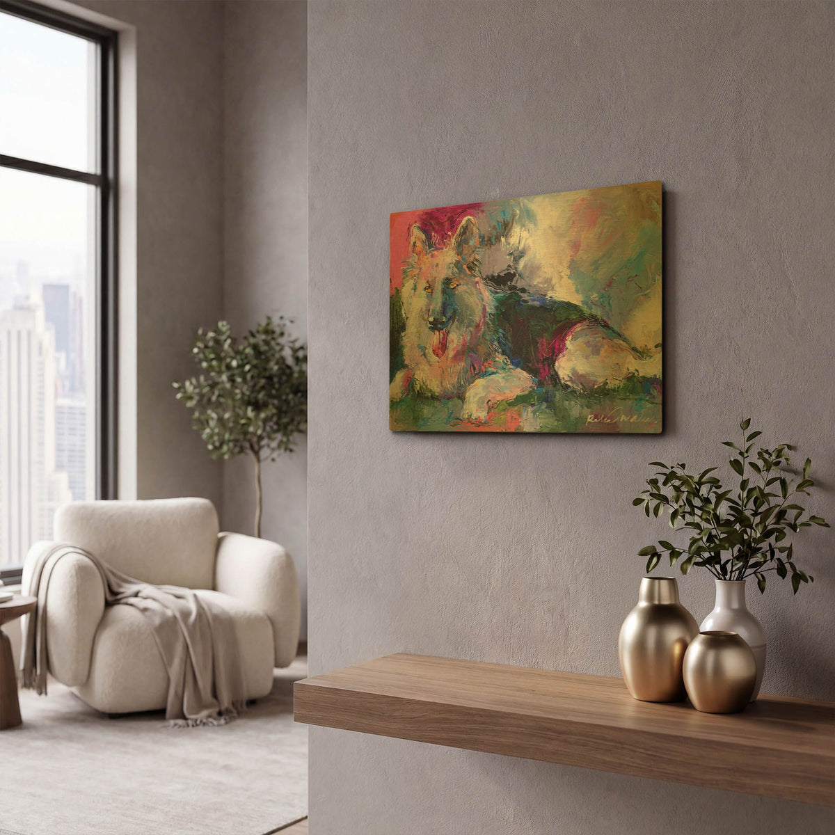 'German Shepherd' By Richard Wallich Gold Metal Wall Art