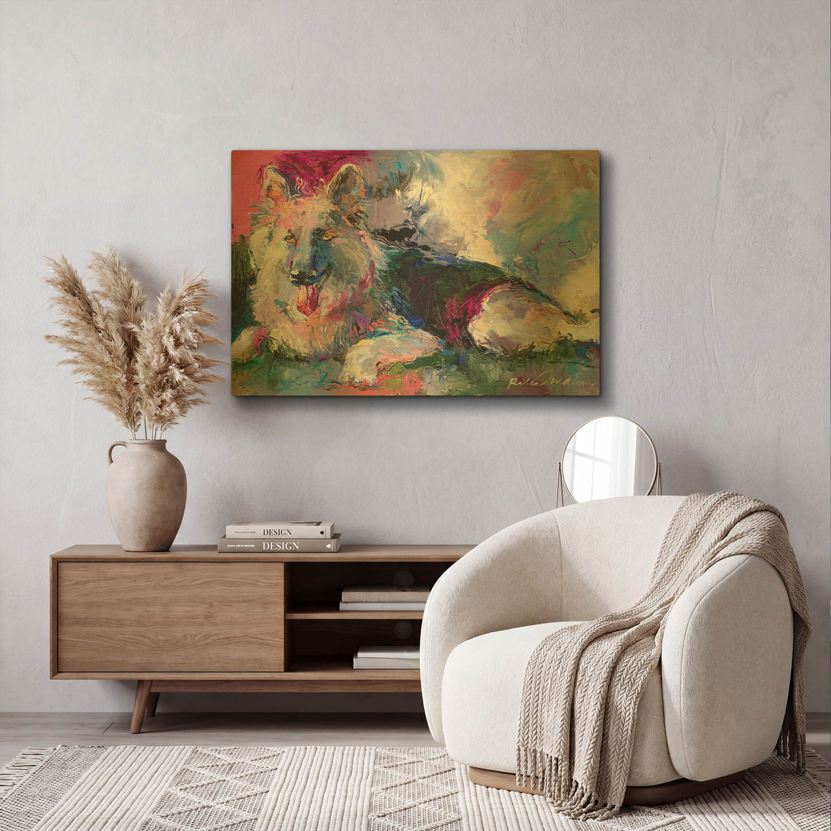 'German Shepherd' By Richard Wallich Gold Metal Wall Art