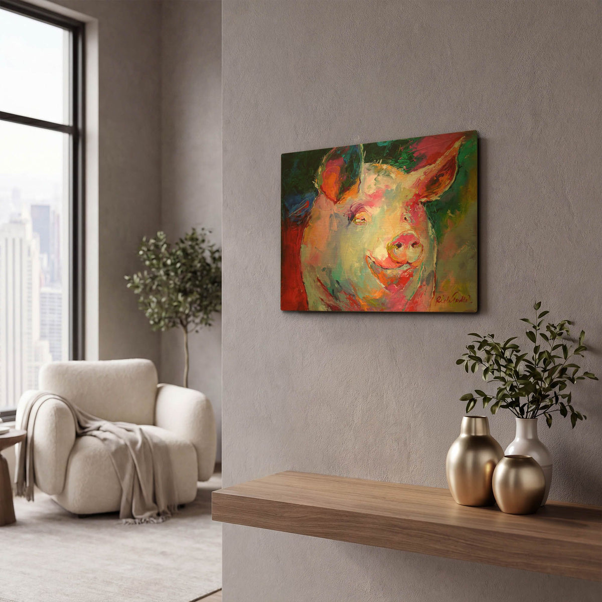 'Art Pig 1' By Richard Wallich Gold Metal Wall Art