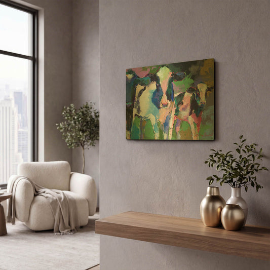 'Art 3 Cows' By Richard Wallich Gold Metal Wall Art