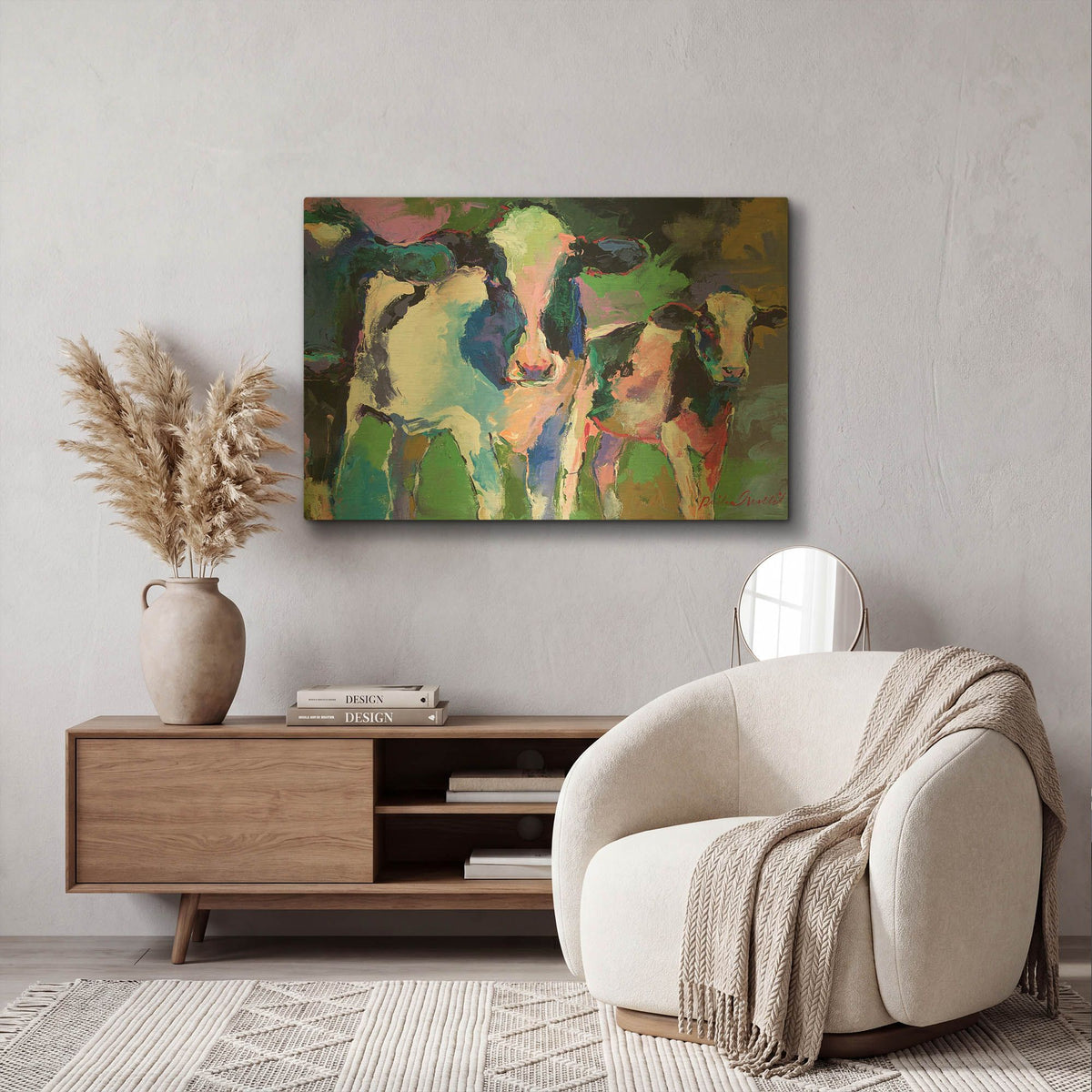'Art 3 Cows' By Richard Wallich Gold Metal Wall Art