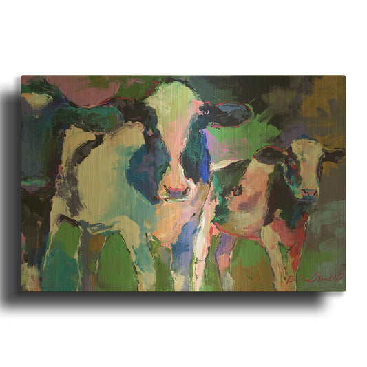 'Art 3 Cows' By Richard Wallich Gold Metal Wall Art
