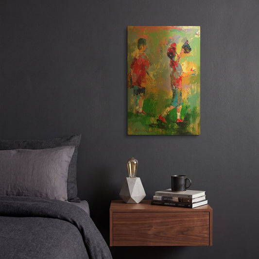'Kids 2' By Richard Wallich Gold Metal Wall Art
