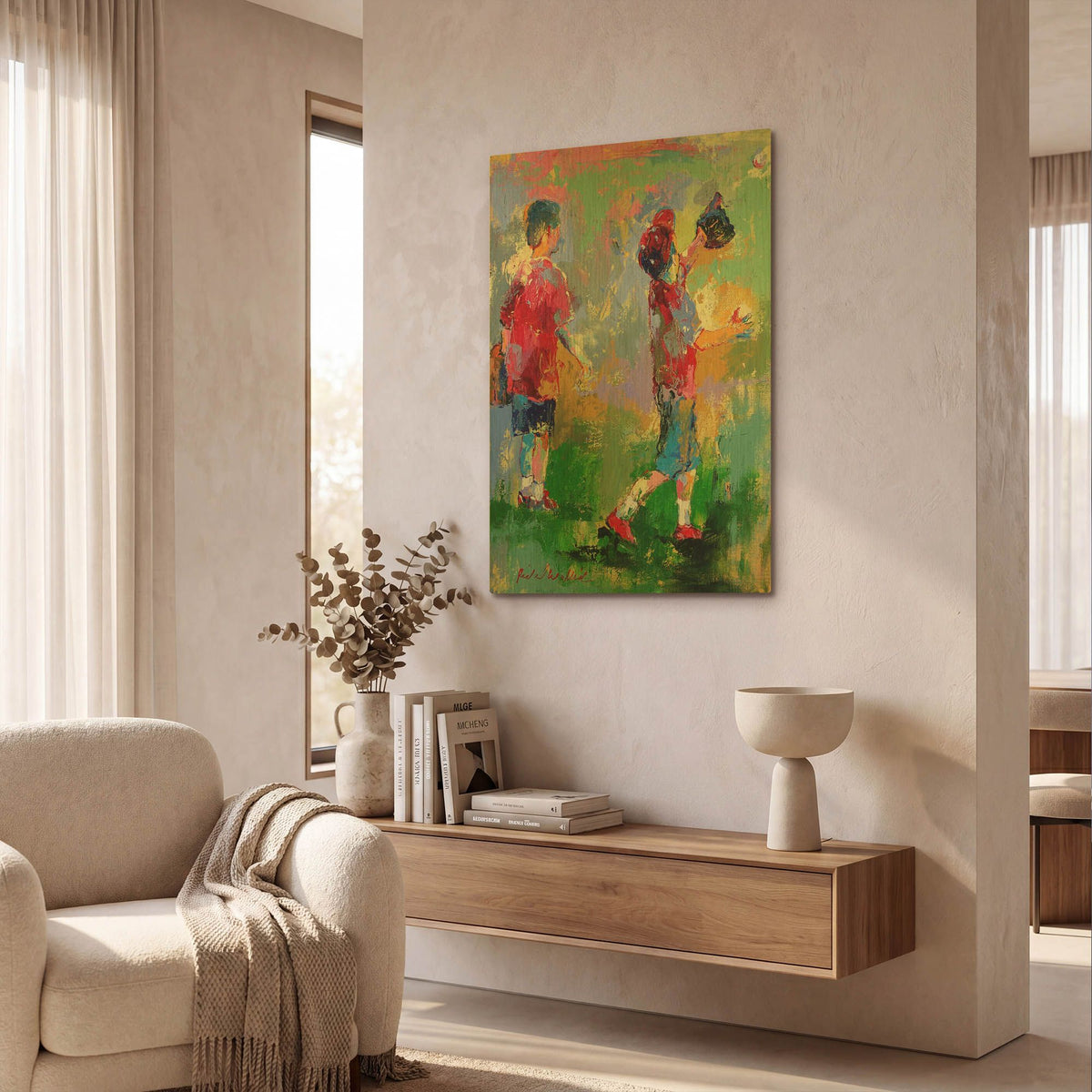 'Kids 2' By Richard Wallich Gold Metal Wall Art