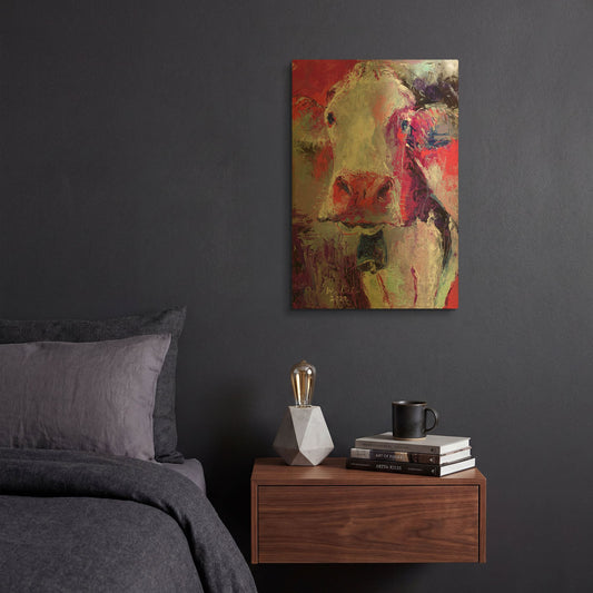 'Red Cow' By Richard Wallich Gold Metal Wall Art