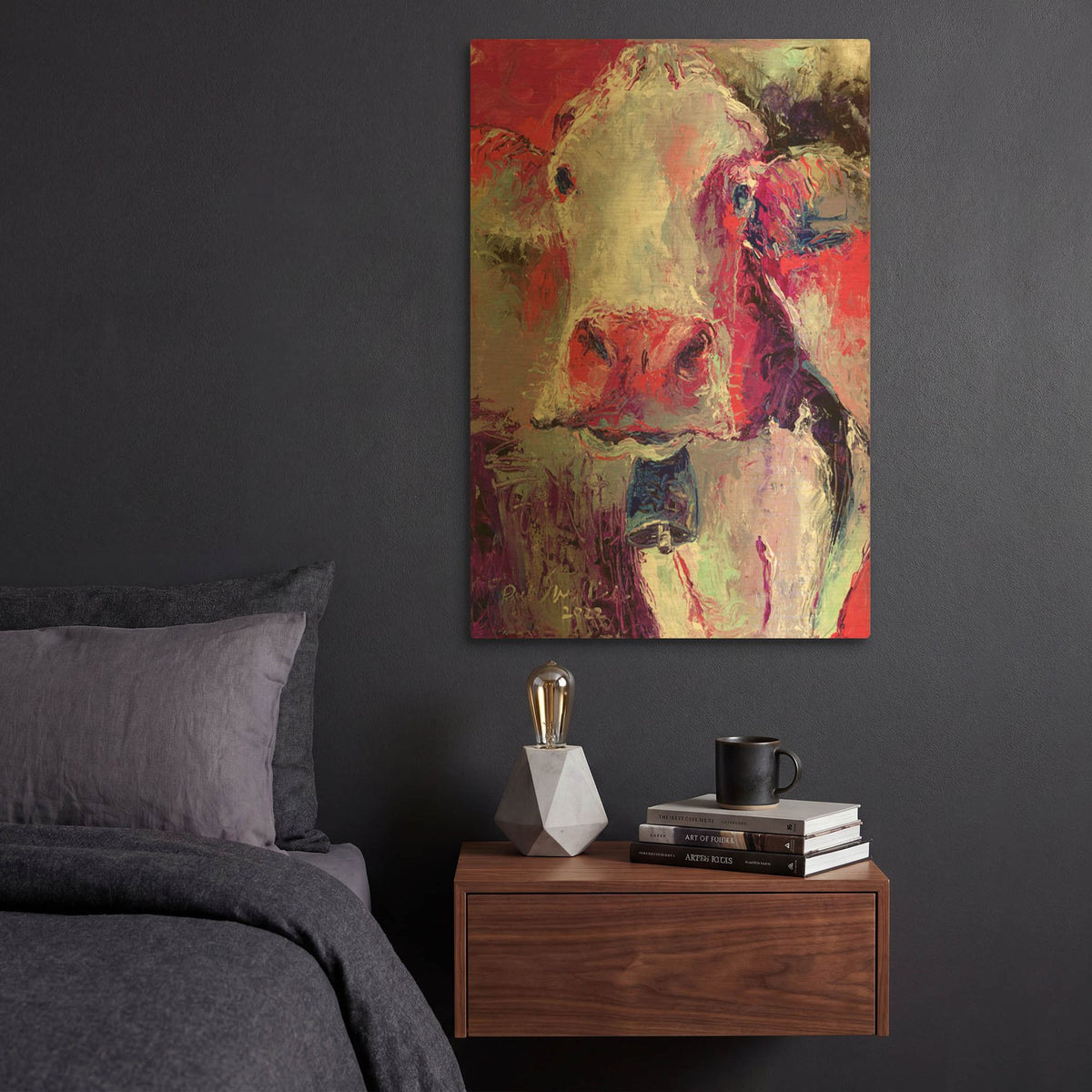 'Red Cow' By Richard Wallich Gold Metal Wall Art