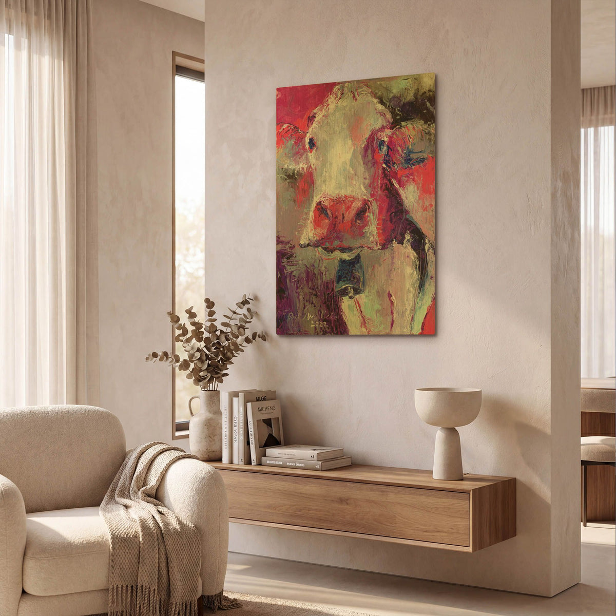 'Red Cow' By Richard Wallich Gold Metal Wall Art