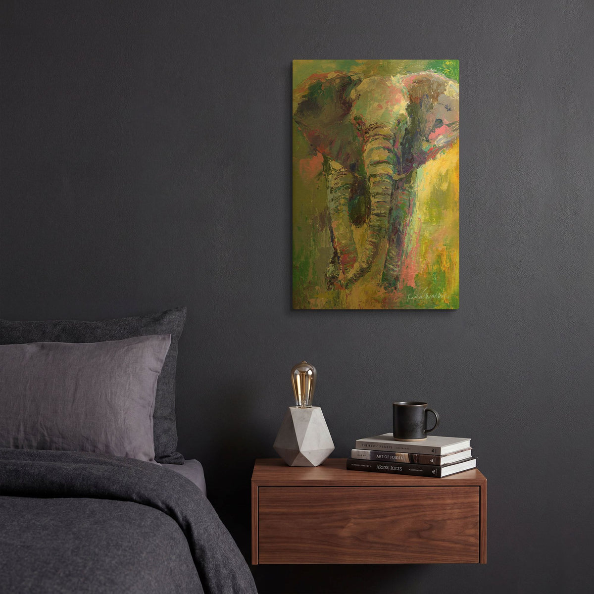 'Big Blue Elephant' By Richard Wallich Gold Metal Wall Art