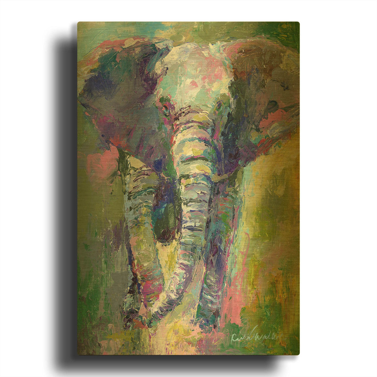 'Big Blue Elephant' By Richard Wallich Gold Metal Wall Art