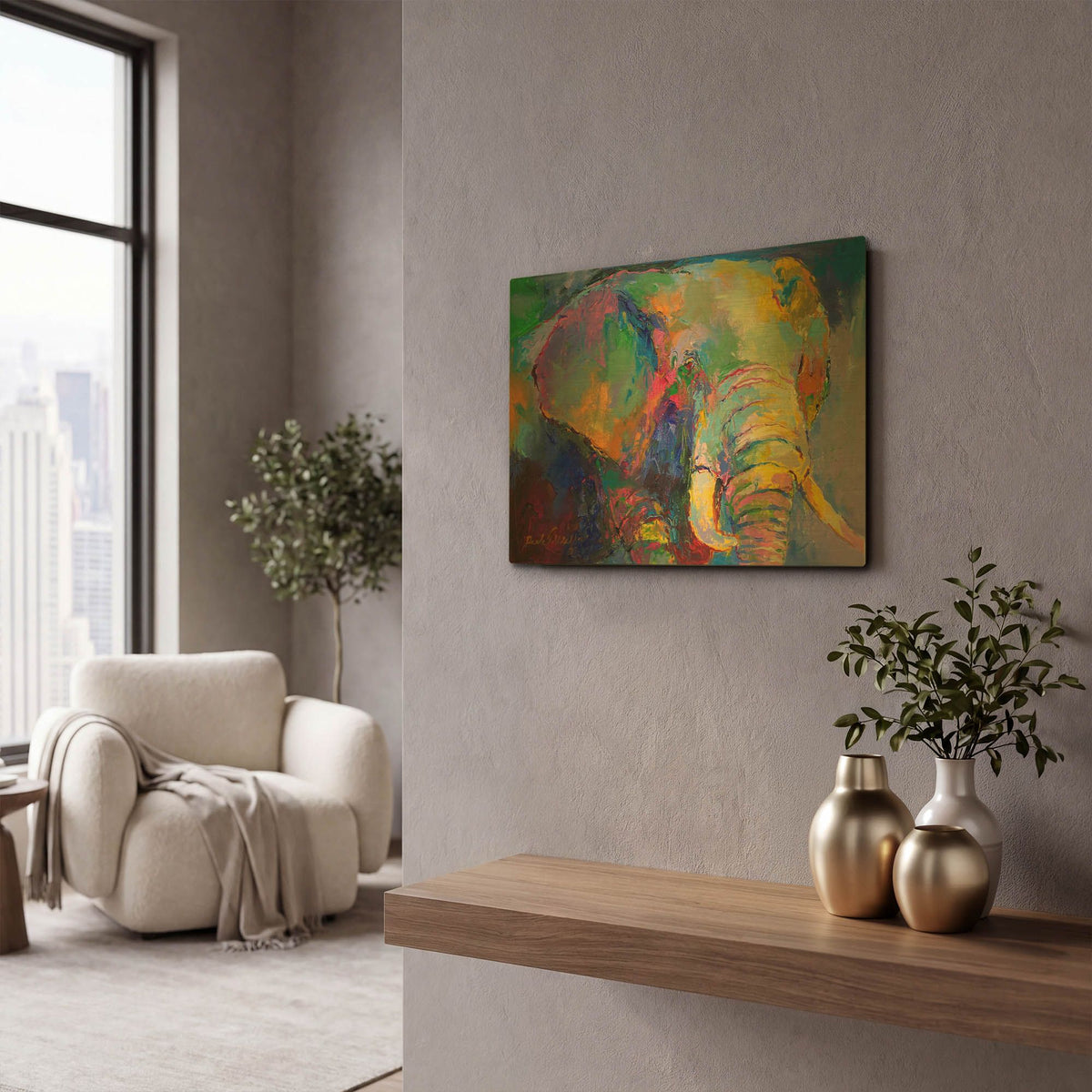 'Elephant 23' By Richard Wallich Gold Metal Wall Art