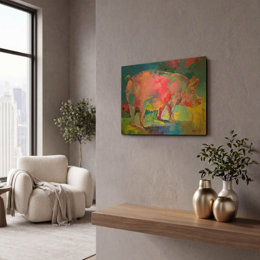 'Piggie' By Richard Wallich Gold Metal Wall Art