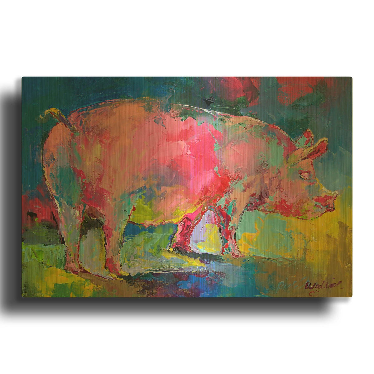 'Piggie' By Richard Wallich Gold Metal Wall Art