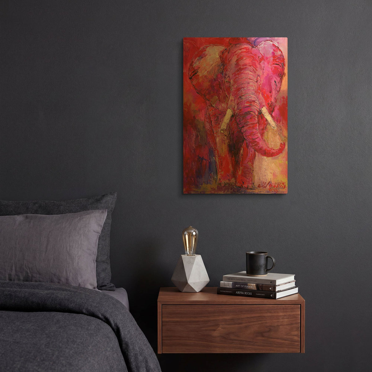 'Pink Elephant' By Richard Wallich Gold Metal Wall Art