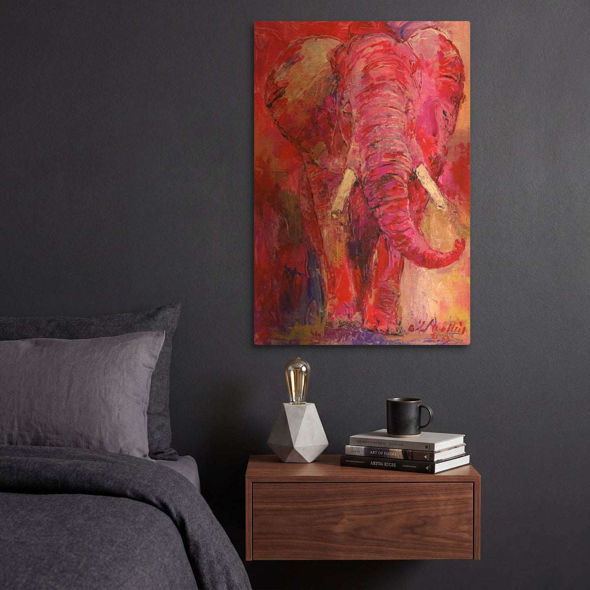 'Pink Elephant' By Richard Wallich Gold Metal Wall Art