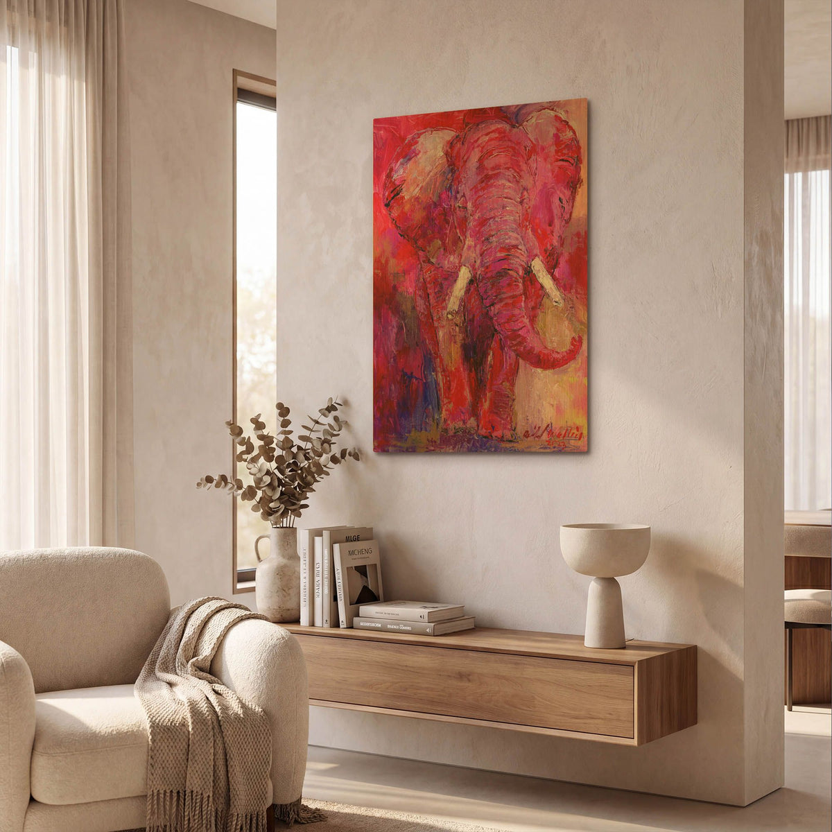 'Pink Elephant' By Richard Wallich Gold Metal Wall Art